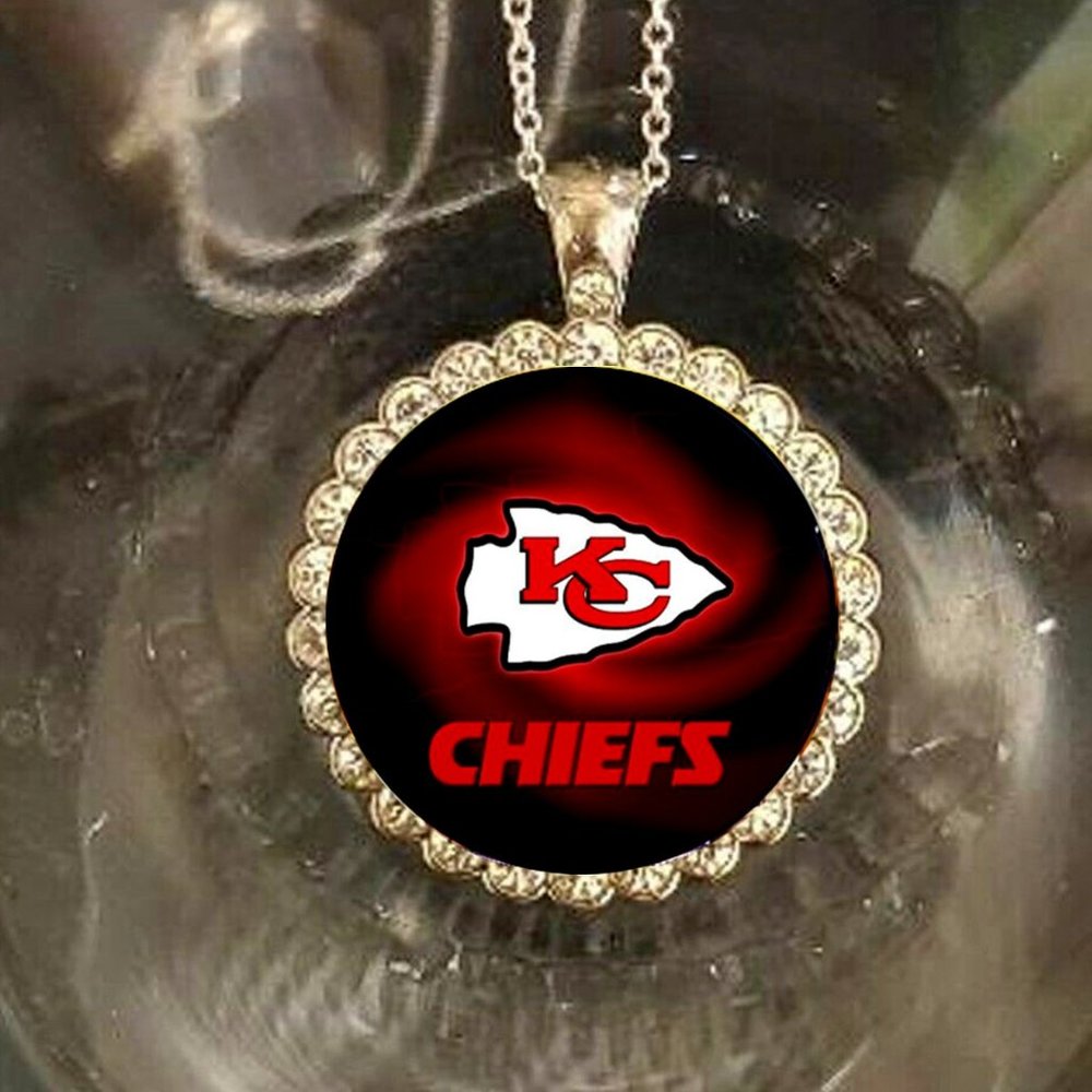 Kansas City Chiefs Kc 925 Silver Rhinestones  Necklace great gift gift box